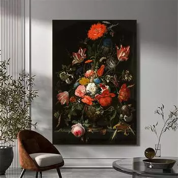 Европейский дворец цветок плакат в скандинавском стиле ретро декоративная живопись крыльцо комната стены книги по искусству печати современный домашний декор холст живопись 21cm30cm NoFrame