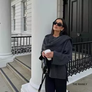 Европейский и американский асимметричный шарф, короткая трикотажная женская куртка Medium