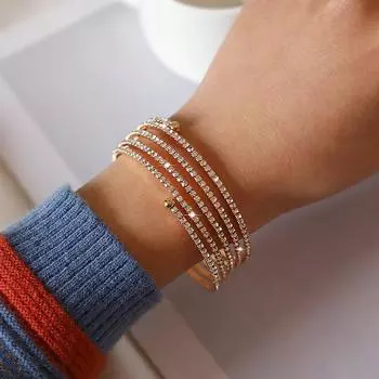 Европейский и американский богемный браслет со стразами и бриллиантами, модные украшения, эластичный браслет