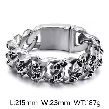 Европейский и американский браслет из нержавеющей стали с призрачной головой в стиле панк, креативный ультра-широкий мужской браслет с черепом из титановой стали