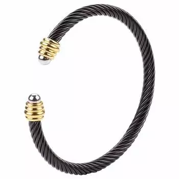 Европейский и американский браслет из титановой стальной проволоки, женские гальванические модные ювелирные изделия с отверстием для кабеля