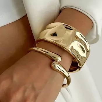 Европейский и американский браслет с каплями воды, гладкий, пружинный - нестандартный дизайн из сплава, широкая версия