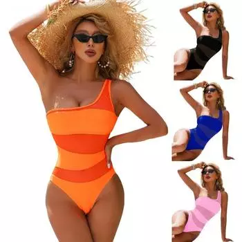 Европейский и американский цельный купальник скрывает тело и выглядит тонким, бикини с высокой талией, обтягивающий купальник S чёрный