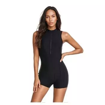 Европейский и американский цельный жилет без рукавов серфинговый костюм женский купальник гидрокостюм сексуальный черный S чёрный