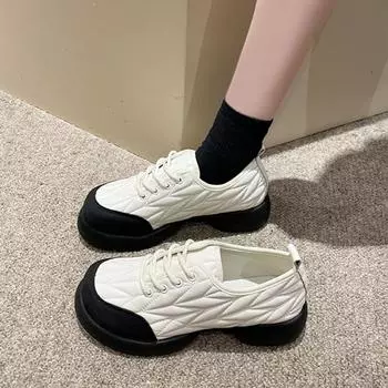 Европейский и американский дизайн Sense Single Shoe 2024 осень толстая подошва дизайн повседневная женская обувь универсальная вулканизированная обувь 35 бежевый