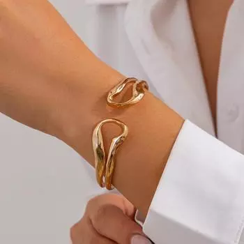 Европейский и американский двухслойный браслет с нерегулярными полосками: Дизайн в стиле хэви-метал Bracelet 2697 золотой