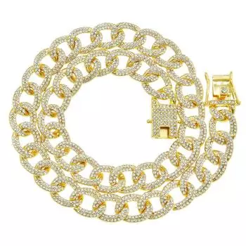 Европейский и американский хип-хоп циркон, властный преувеличенный циркон, модное ожерелье-цепочка, модные крутые хип-хоп уличные аксессуары-цепочки на ключицы 18inch