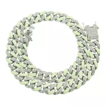 Европейский и американский хип-хоп, мужская циркониевая цепочка, хипстерский ночной клуб, индивидуальное светящееся крутое ожерелье, аксессуары 16inch