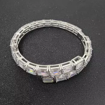 Европейский и американский хип-хоп однорядный прямоугольный циркониевый мужской браслет из настоящего золота с гальваническим покрытием хипстерский браслет для пары ювелирные изделия 20cm