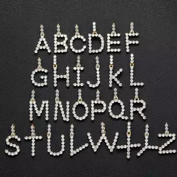 Европейский и американский хип-хоп простой 5 мм циркон большой кулон с буквой 26 английских букв ожерелье бесплатная комбинация хип-хоп аксессуары M золотой