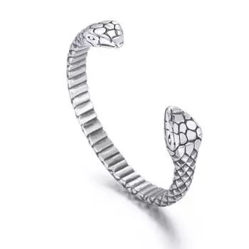 Европейский и американский кастинг, винтажный мужской открытый браслет со змеиной головой, креативный браслет из титановой стали с двойной головой змеи
