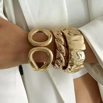 Европейский и американский комплект браслетов из нерегулярного полого сплава K Ring 0822 белый