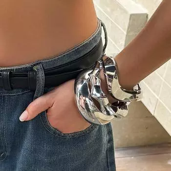 Европейский и американский комплект металлических браслетов со смелыми спиральными элементами и неровными кругами K bracelet 2672 белый