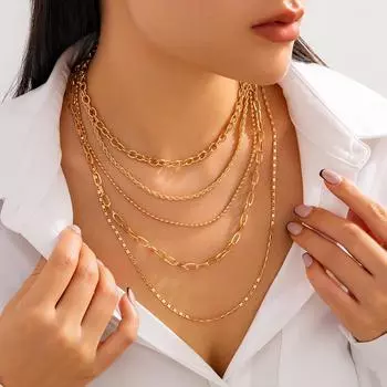 Европейский и американский комплект многослойных цепочек-змей necklace set 5663 белый