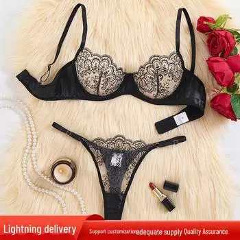 Европейский и американский комплект сексуального кружевного нижнего белья высокого качества с ресничным краем Temptation - Flirty Bra 09 Large