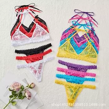 Европейский и американский комплект сексуального нижнего белья с открытой спиной и кружевом 8811C. One Size (No Tag)