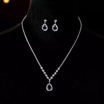 Европейский и американский комплект свадебных украшений: Ожерелье и серьги в форме капли воды для вечеринки или банкета CK0176