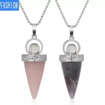 Европейский и американский конус с подвеской из натурального аметиста, ожерелье, женская мода, индивидуальный свитер, оригинальные ювелирные изделия rose quartz