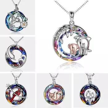 Европейский и американский красочный кристалл, переплетенный кулон, ожерелье с кристаллами «Древо жизни» E