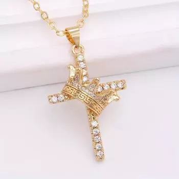 Европейский и американский крест кулон ожерелье для женщин золотой