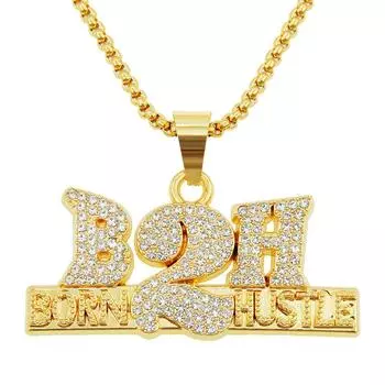 Европейский и американский крутой полный бриллиант с цифровой подвеской в виде буквы, мужское индивидуальное уличное властное свитер в стиле хип-хоп, длинный кулон