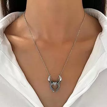 Европейский и американский кулон с головой быка, уличный хип-хоп, ретро, простая мода, в стиле панк, ожерелье с рогом быка, аксессуары A белый