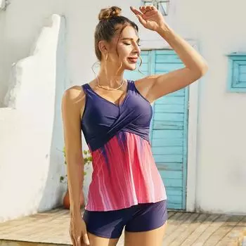 Европейский и американский купальник, юбка с разрезом, купальник, женские трусы-боксеры, закрывающие живот S чёрный