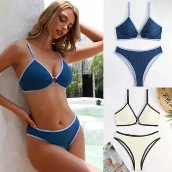 Европейский и американский купальник женский сексуальный купальник бикини S тёмно-синий