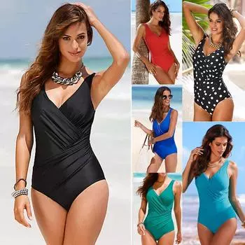 Европейский и американский купальники цельный консервативный купальник для женщин больших размеров Plus Fat M красный