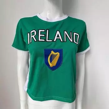 Европейский и американский летний облегающий топ с короткими рукавами и вышитыми буквами Y2K в уличном стиле S зелёный