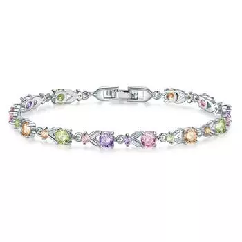 Европейский и американский модный красочный браслет с кристаллами белый