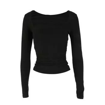 Европейский и американский модный облегающий топ Y2K с квадратным вырезом и длинными рукавами для женщин Small