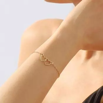 Европейский и американский модный полый двойной браслет Love, корейский женский браслет в форме сердца, изысканный сплав, креативный ювелирный браслет. золотой