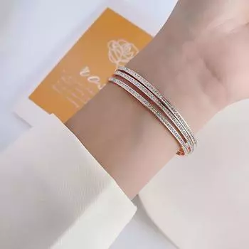 Европейский и американский модный титановый браслет женский полный циркон «три в одном» браслет из нержавеющей стали с улучшенным темпераментом персонализированные ювелирные изделия.