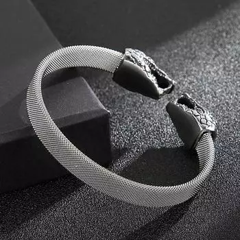 Европейский и американский модный властный панк-стиль змеиная голова из титановой стали мужской эластичный браслет