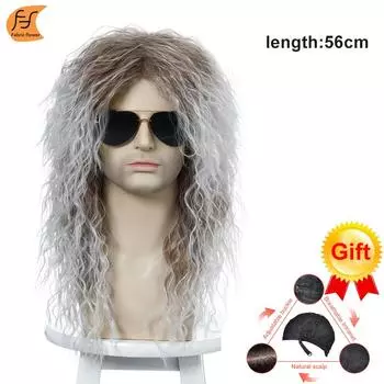 Европейский и американский мужской парик, парик для рок-вечеринки на Хэллоуин, длинные вьющиеся волосы, химическое волокно, накладная крышка на голову