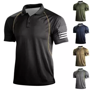 Европейский и американский мужской топ в стиле ретро на открытом воздухе, топ с короткими рукавами и цифровой печатью S чёрный