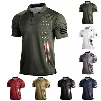 Европейский и американский мужской топ в стиле ретро на открытом воздухе, топ с короткими рукавами и цифровой печатью L чёрный