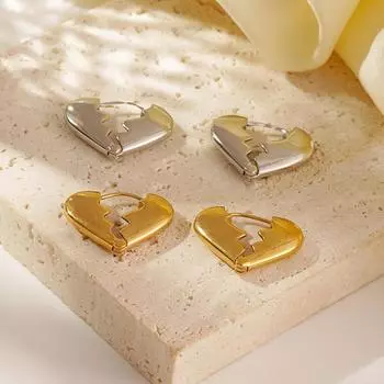 Европейский и американский нишевый дизайн индивидуальности Чувство универсальности Разбитое сердце Любовь Блестящие серьги Темперамент Ювелирные изделия Серьги Холодный ветер