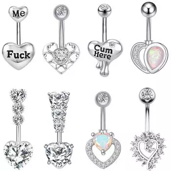 Европейский и американский Новый Aaa Персиковое Сердце Циркон Кольцо Для Пупка Капает Масло Буква Пупок Пирсинг Ногтей Ювелирные Изделия