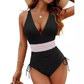 Европейский и американский новый цельный купальник женский облегающий сексуальный с высокой талией популярный купальник женский бикини S чёрный