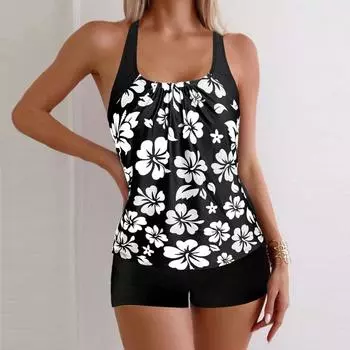 Европейский и американский новый раздельный купальник женский сексуальный облегающий принтованный комплект боксеров танкини S
