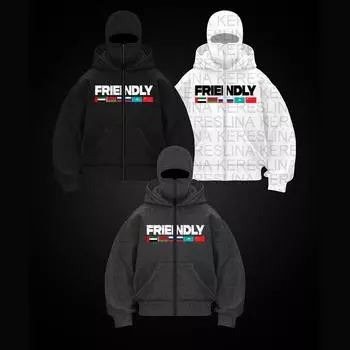 Европейский и американский новый уличный флаг с буквенным принтом в стиле хип-хоп, уникальный дизайн, двойная шапка, ветрозащитная и теплая толстовка с капюшоном S чёрный