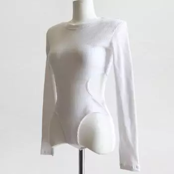 Европейский и американский облегающий универсальный комбинезон для пикантных девушек, сексуальный уличный тренд, утягивающий топ с круглым вырезом и длинными рукавами для женщин One Size синий