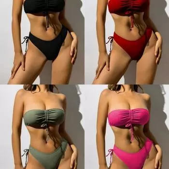 Европейский и американский однотонный треугольный бикини, сексуальный женский купальник, бикини S