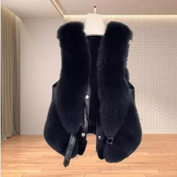 Европейский и американский осень и зима новый искусственный мех лисицы жилет короткий пальто женский иностранный стиль молодой M 80-50 kg слоновая кость
