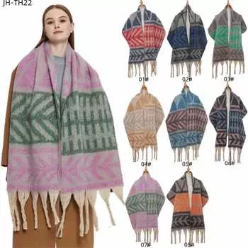 Европейский и американский осенне-зимний новый стиль длинная кисточка двухсторонняя толстая пряжа петли толстая кисточка шарф шаль накидка 185*70cm