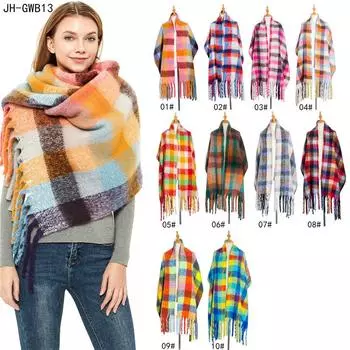 Европейский и американский осенне-зимний новый стиль длинная кисточка двухсторонняя толстая пряжа петли толстая кисточка шарф шаль накидка 190*50cm