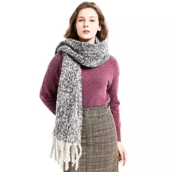 Европейский и американский осенне-зимний новый стиль длинная кисточка двухсторонняя толстая пряжа петли толстая кисточка шарф шаль накидка 200*50cm красный