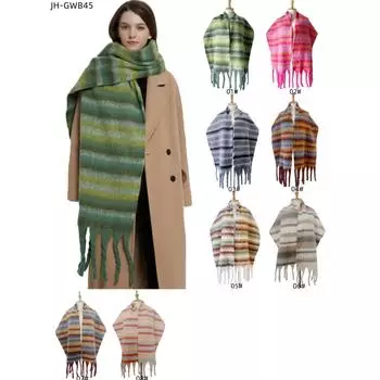 Европейский и американский осенне-зимний новый стиль длинная кисточка двухсторонняя толстая пряжа петли толстая кисточка шарф шаль накидка 215x40cm